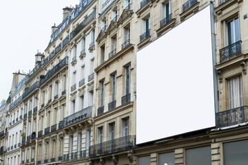 Sign board mockup of a store's brand. Squared shop front in street.