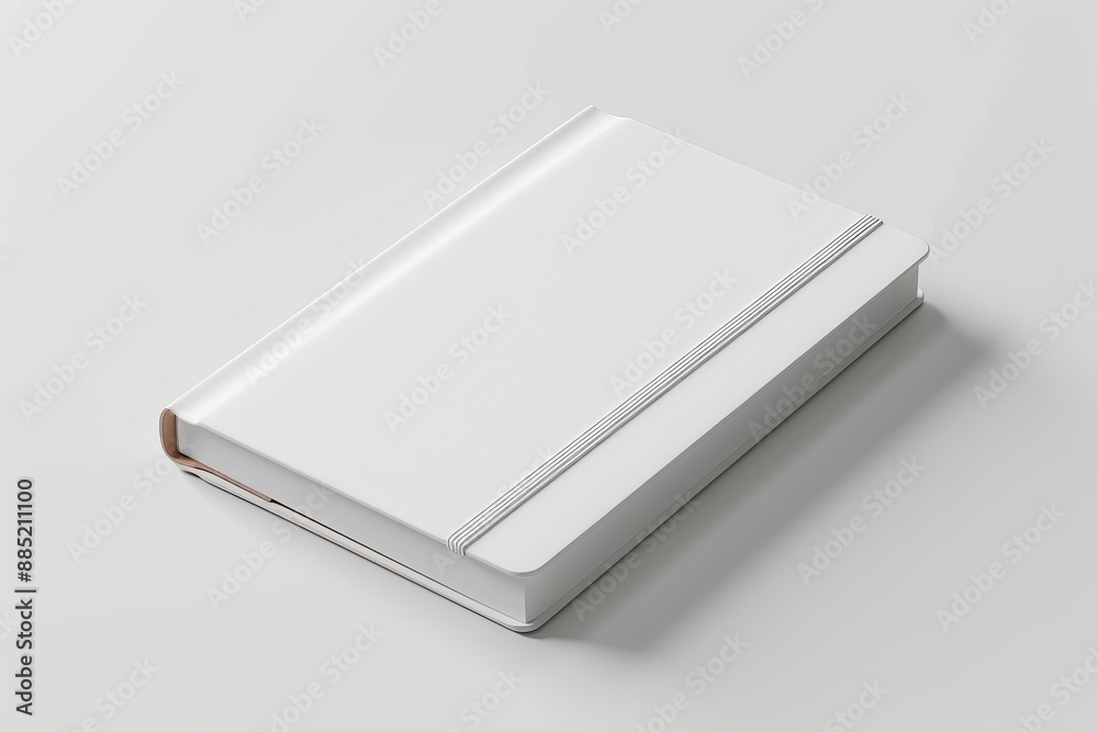 Poster a blank photorealistic notebook mockup with a light gray background.