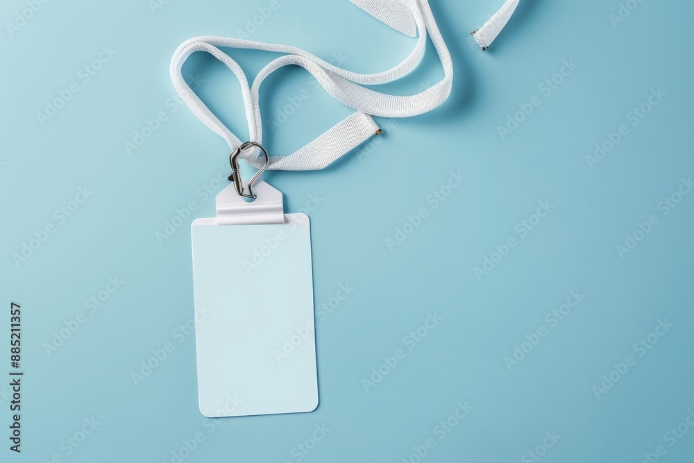 Poster blank lanyard card mockup with a name tag and badge.