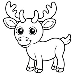 Moose line-art coloring page Vector silhouette vector on white background