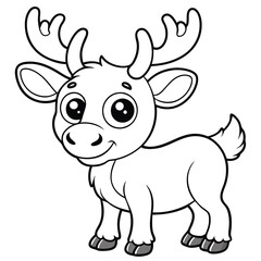 Moose line-art coloring page Vector silhouette vector on white background