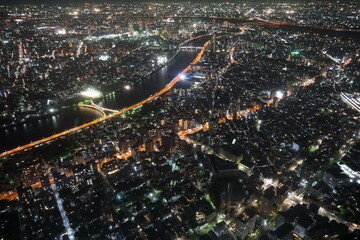 Tokyo night view from height of 350 meters