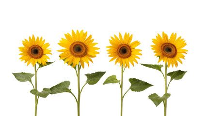 Vibrant Blooming Sunflowers Close-up on White Background - Nature-themed Advertising Shot with Intricate Details