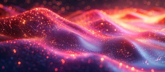 Abstract Glittering Landscape with Red and Blue Hues