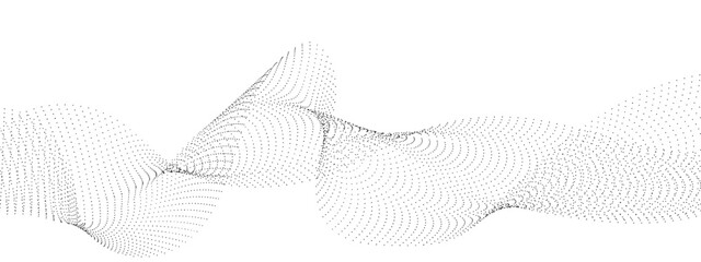 Abstract halftone flowing dots wave curved lines, frequency sound, technology curve dots lines. Digital future technology concept, science, banner, template, wallpaper, business, games. Vector