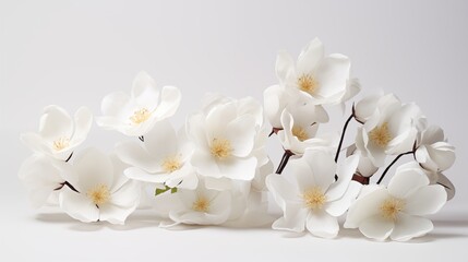 Magnolia Blossoms in Full Bloom Against a Soft White Background