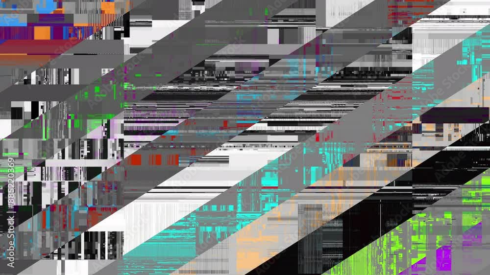 Leinwandbilder Animation video background static color noise glitch error video damage bad interference and no signal
