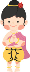 girl in Thai traditional dress greeting