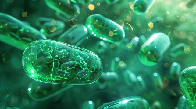 Strong Immune System and Healthy Life Concept with Spirulina Hologram