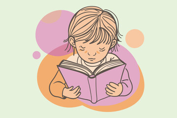 a child with reading book 