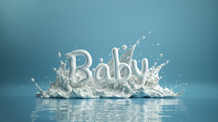 Inscription baby, splash of white paint, AI generation