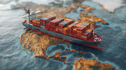 Map global logistics partnership connection of Container Cargo freight ship for Logistics Import Export background.