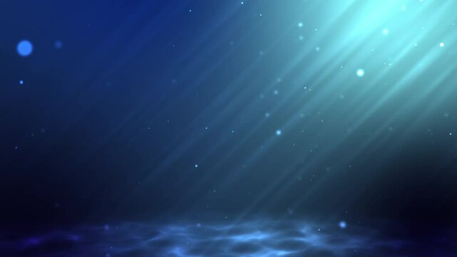 Light, rays and underwater for calm, background and ocean art with peace and harmony. Dark, glow and nature with sea, seabed and aqua ecosystem for swimming and relaxing with isolated seascape