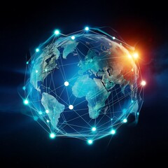 Obraz premium Global business concept of connections and information transfer in the world 3d illustration background