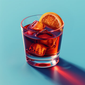 Negroni cocktail with orange slice
