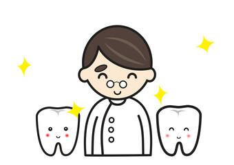 笑顔の歯科医ときれいな歯