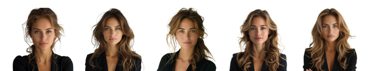 Obraz premium Set of businesswoman on transparent background, ai technology