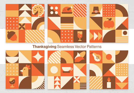 Thanksgiving Patterns for Autumn Fall & Harvest Backgrounds
