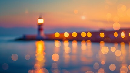 Colorful and beautiful bokeh background, port city and bokeh lights. A digital background or element of graphics, For Christmas, Birthday, anniversary party celebration wallpaper with copyspace.