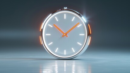 Abstract design of a digital clock with moving hands, symbolizing time management, efficiency, and productivity in modern workplaces. Illustration, Image, , Minimalism,