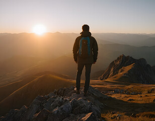 hiker on top of mountain