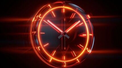 Abstract design of a digital clock with moving hands, symbolizing time management, efficiency, and productivity in modern workplaces. Illustration, Image, , Minimalism,