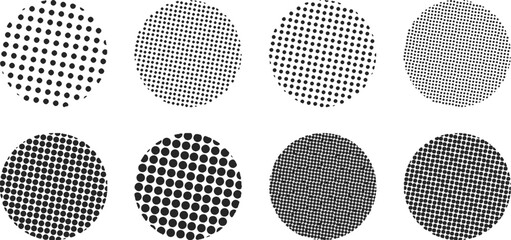 かわいいドット・ハーフトーンの円セット　ベクター　和風　和柄　Abstract dot circle, circle halftone geometric dot gradient