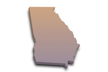 3d Map of Georgia state with color. United State of America, US, United State