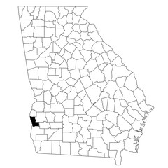 Map of clay County in Georgia state on white background. single County map highlighted by black colour on Georgia map. UNITED STATES, US