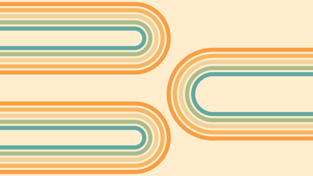 Abstract background of rainbow groovy Wavy Line design in 1970s Hippie Retro style. Vector pattern ready to use for cloth, textile, wrap and other.