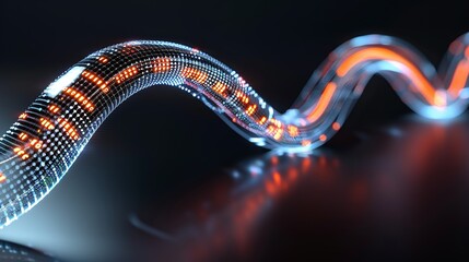 Abstract depiction of digital waves with encrypted data, symbolizing secure communication, encryption, and cybersecurity protocols. Illustration, Image, , Minimalism,