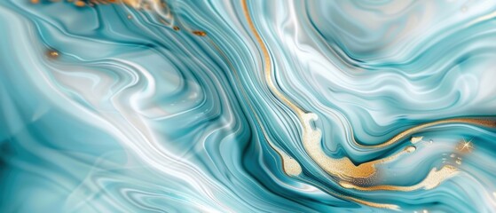 Obraz premium A mesmerizing abstract background with swirling, marbled colors in shades of blue and gold