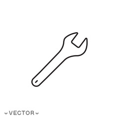 wrench icon, service, thin line symbol isolated on white background, editable stroke eps 10 vector illustration