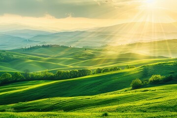 Obraz premium Sunrise Over Rolling Hills in Tuscany