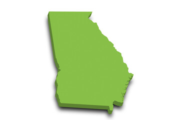 3d Map of Georgia state with color. United State of America, US, United State