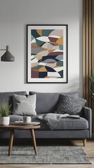 mock up poster frame in modern interior background, living room, Scandinavian style, 3D render, 3D illustration