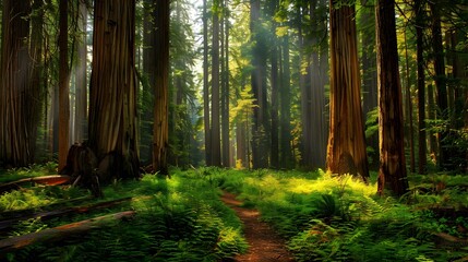 A redwood sanctuary with giant sequoias reaching image