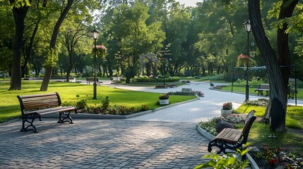 A recreation area in the park with comfortable picture