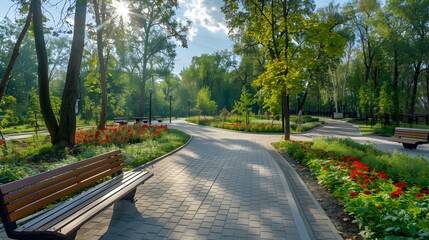 Obraz premium A recreation area in the park with comfortable img