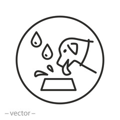 water for dogs icon, dog drinking water, thin line symbol on white background - editable stroke vector illustration