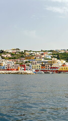 Italian Island with Colorful Houses and sea view