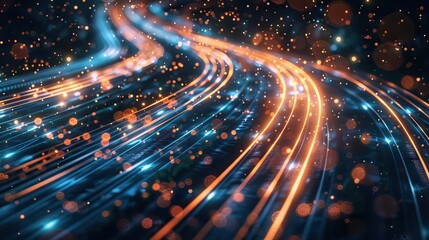 Light trails motion effect. Long time exposer. AI generated illustration