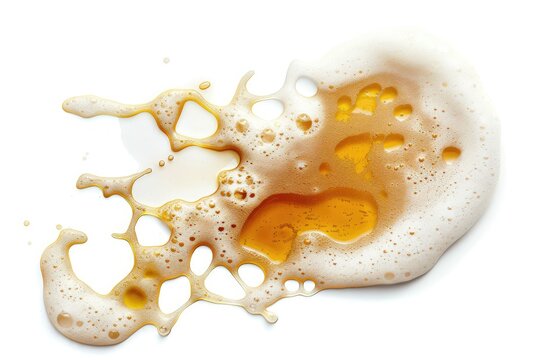 Beer spill on white background top view clipping path