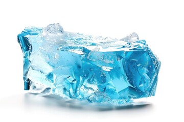 Obraz premium Blue ice block floats on white background