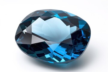 Blue London topaz on white cushion background