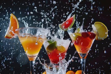 Cinematic slow motion footage of creating cocktails with camera movement at 1000 fps