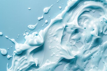 Close up of facial cleanser on blue background