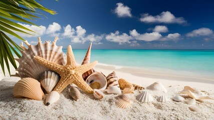 shells and starfish on the beach