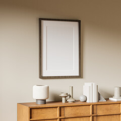 Frame mockup, Living room wall poster mockup. Interior mockup house background, Modern Interior design. 3D render
