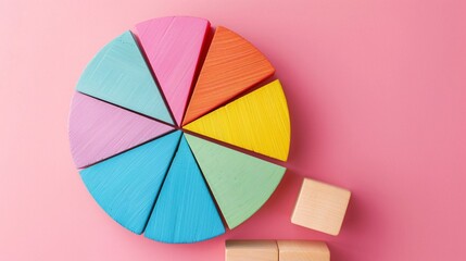 Obraz premium Colorful Wooden Shapes on Pink Background.